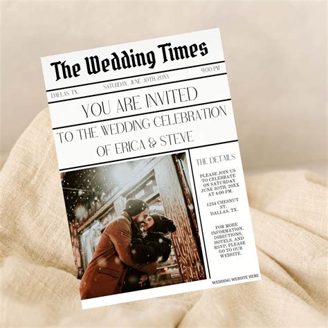 Newspaper wedding invitation template example