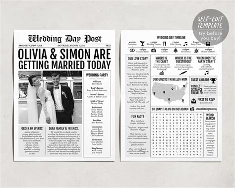 Newspaper Wedding Program Idea 4