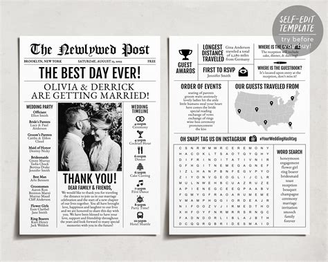 Newspaper Wedding Program Idea 5