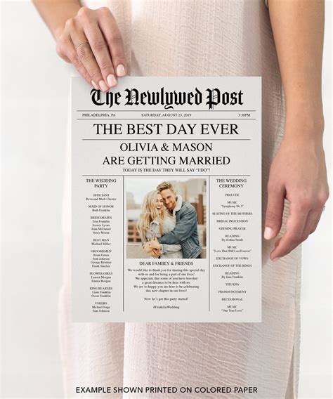 Newspaper wedding program template idea 1