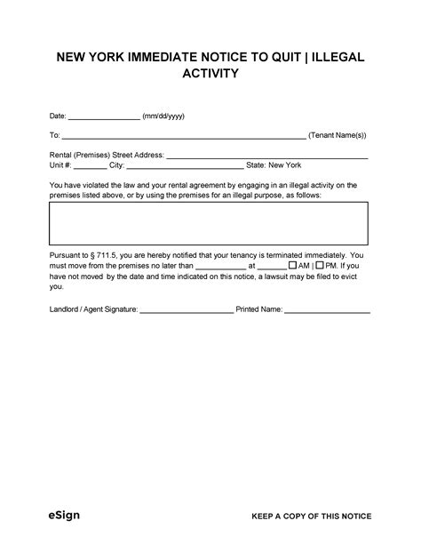 New York State Eviction Notice Template