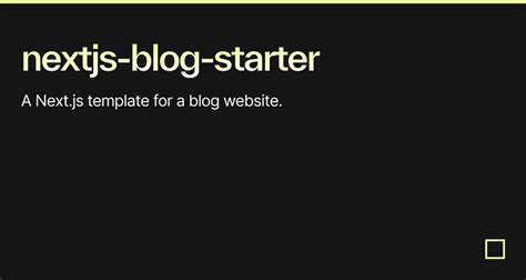 Next.js Blog Starter