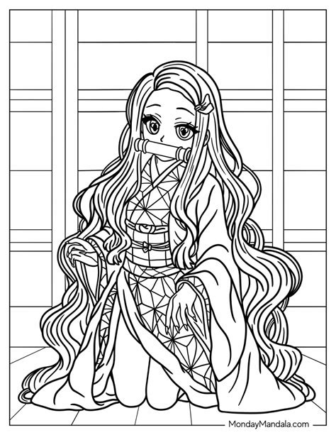 Nezuko's Bamboo Muzzle Coloring Page