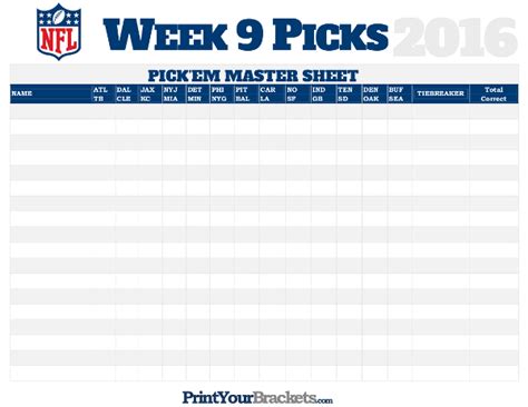 NFL Pick'em Pool Template 9