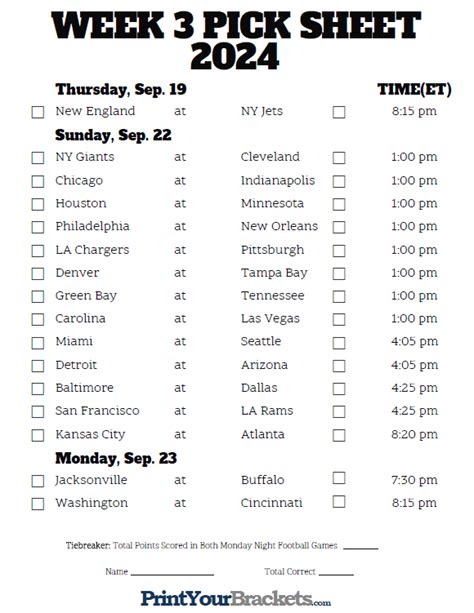 NFL Pick 'Em Week 3