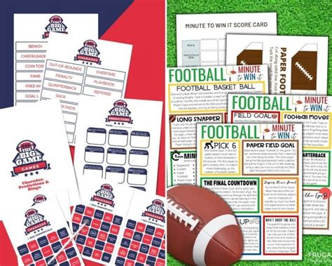 NFL printable sheets for football-themed games