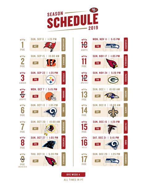 NFL Schedule Template