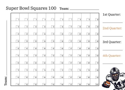 NFL Squares Pool Template Printable Template