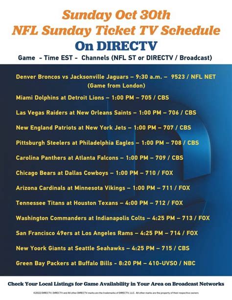 NFL Sunday Ticket Channel 701