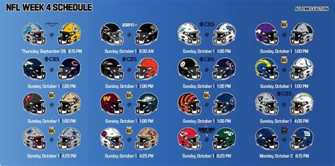 NFL Week 4 Schedule to Print