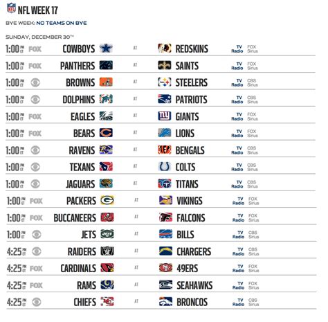 NFL Weekly Schedule Template Image 3