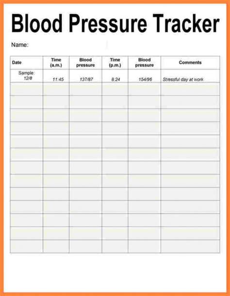 NHS Blood Pressure Recording Chart