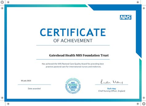 NHS Training Certificate