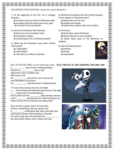 Nightmare Before Christmas Printable Activity Sheets