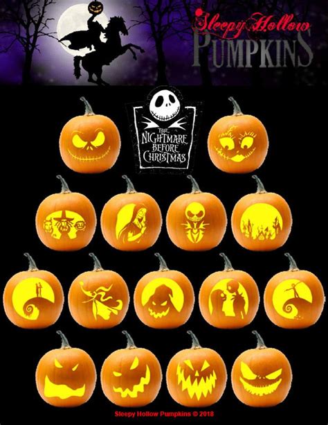 Nightmare Before Christmas Pumpkin Stencil Designs