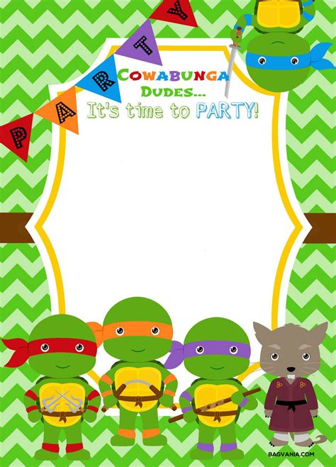 Ninja Turtle Birthday Invitation Template 5