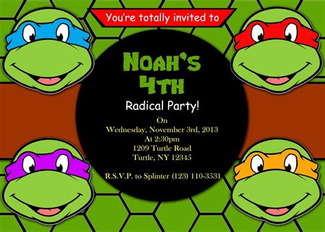 Ninja Turtle Birthday Invitations