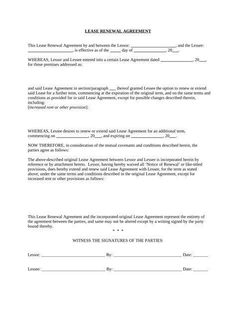 NJ Lease Agreement Template with Renewal Options