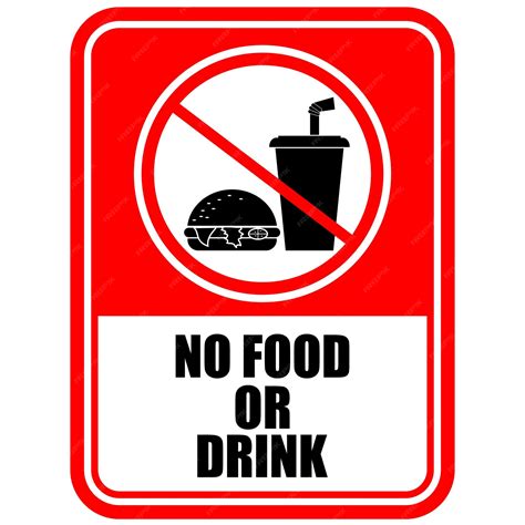 A no food or drink sign in a food establishment