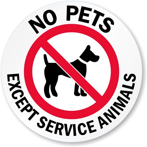 No Pets Allowed Except Service Animals Sign Template Image