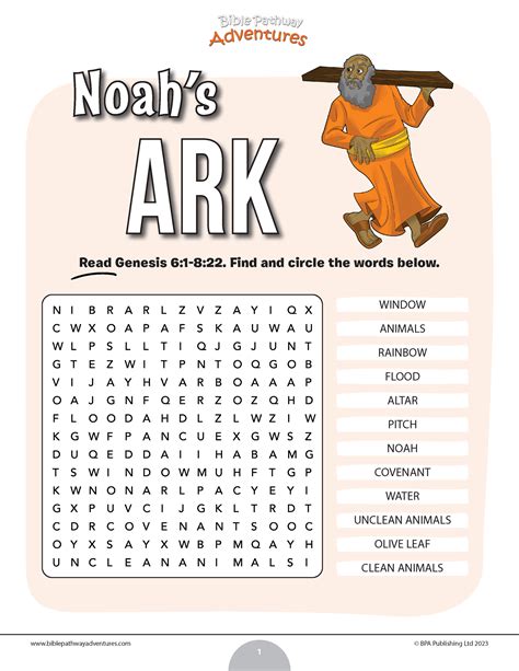 Noah's Ark word search