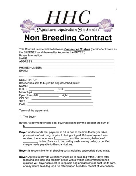 non-breeding contract