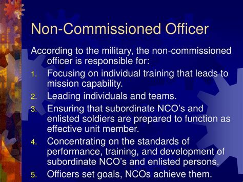 Non Commissioned Officer Leadership Roles And Responsibilities