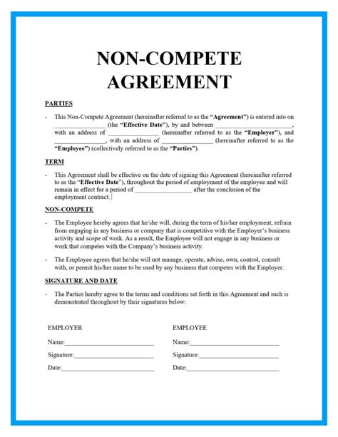 Non-Compete Agreement Template Free