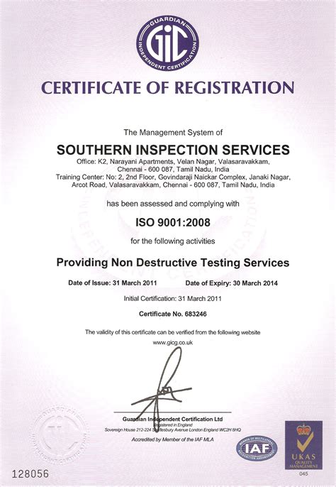 Non Destructive Inspection Certification