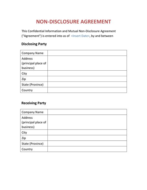 Non-Disclosure Agreement Template