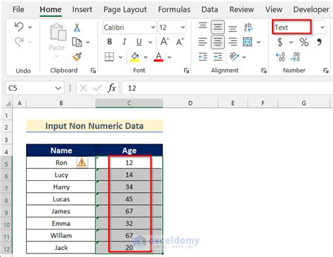 Non-numeric data in range