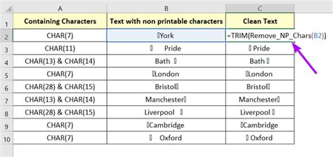 Non-Printing Characters in Excel