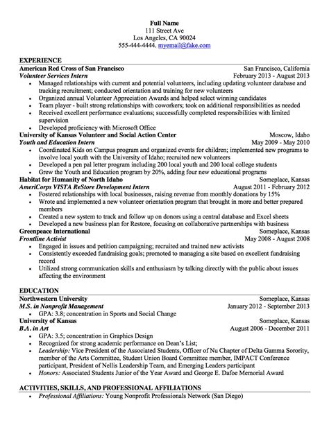 Non-Profit Resume Template