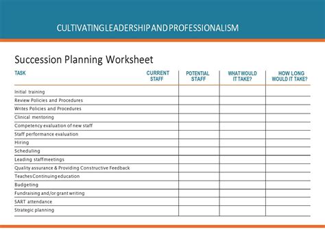 Nonprofit Succession Plan Template Excel