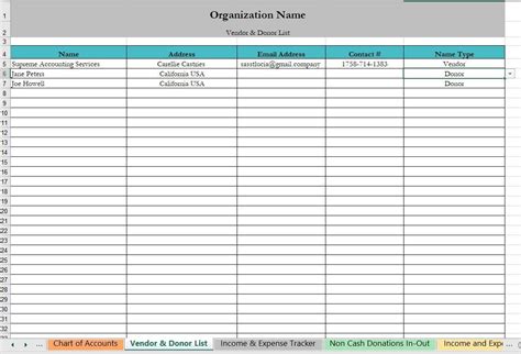 Nonprofit tracking template