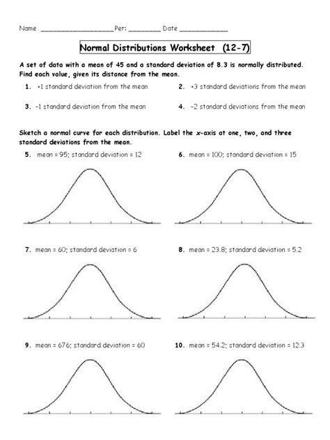 A normal distribution worksheet