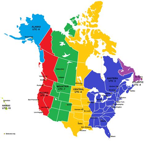 North America Time Zones Map