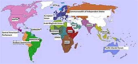 Map of North America highlighting the five countries forming the trade bloc