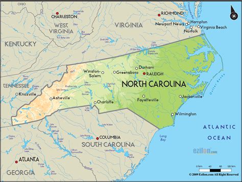 North Carolina Geography Map