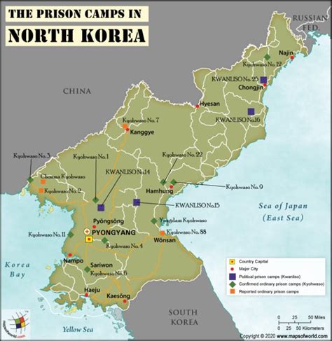 Map of North Korean concentration camps