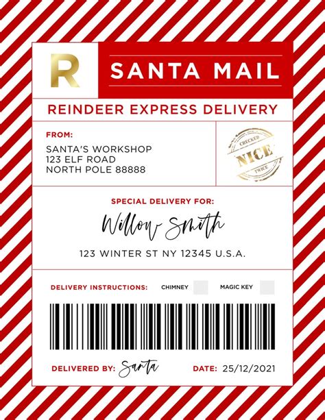 North Pole Shipping Label from Santa