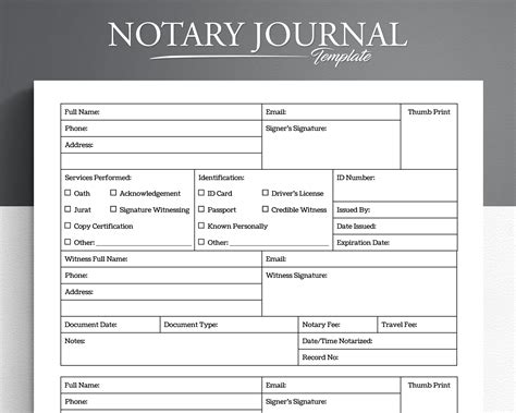 Notary Log Template 7 in Excel