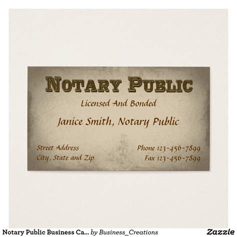 Notary Public Business Card Templates Word