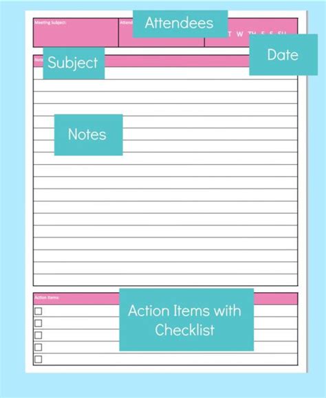 Example of a note-taking template