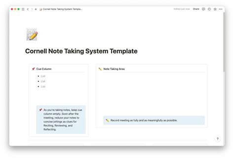 Note-taking Template Gallery Example