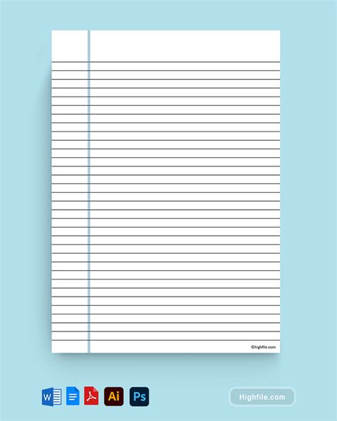 Notebook paper template with bullet journal layout