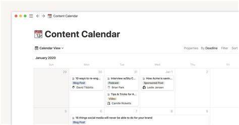 Add a calendar view in Notion