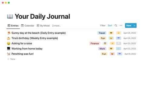 Daily Journal Templates for Notion