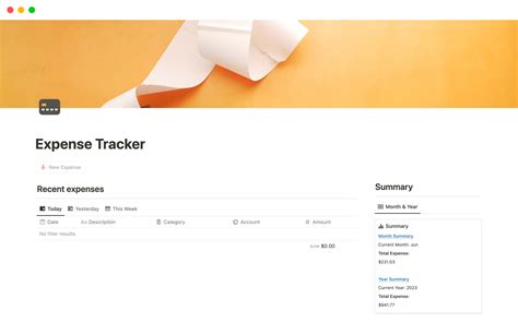 Notion expense tracker template