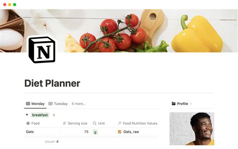 Notion meal plan template inspiration